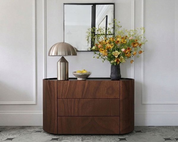 Комод Lagom 3 ящика ширина 120 см (орех, черный)