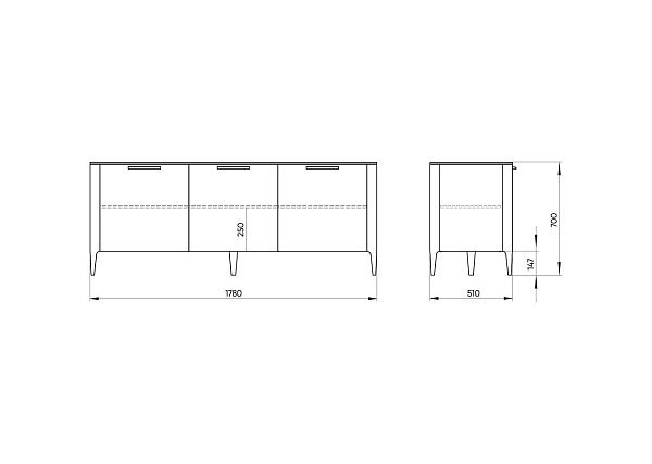 Тумба Type 3 двери ширина 180 см (молочный)