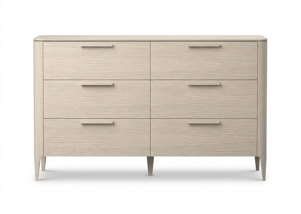 Комод Type oak 6 ящиков ширина 140 см (беленый дуб)