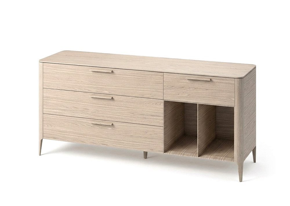 Тумба Type oak 4 ящика 2 полки ширина 180 см (беленый дуб)