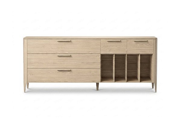 Тумба Type oak 5 ящиков 4 полки ширина 200 см (беленый дуб)