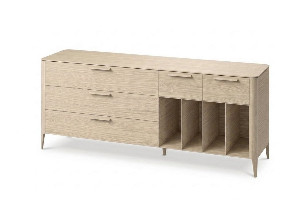Тумба Type oak 5 ящиков 4 полки ширина 200 см (беленый дуб)