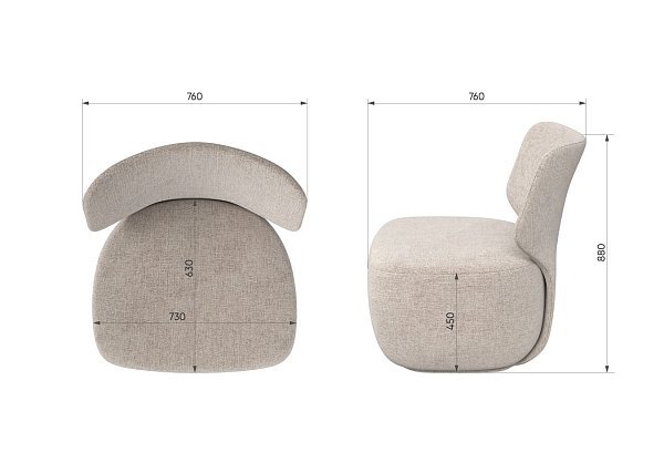 Кресло Ellipse E5.2 (молочный, экокожа, рогожка)