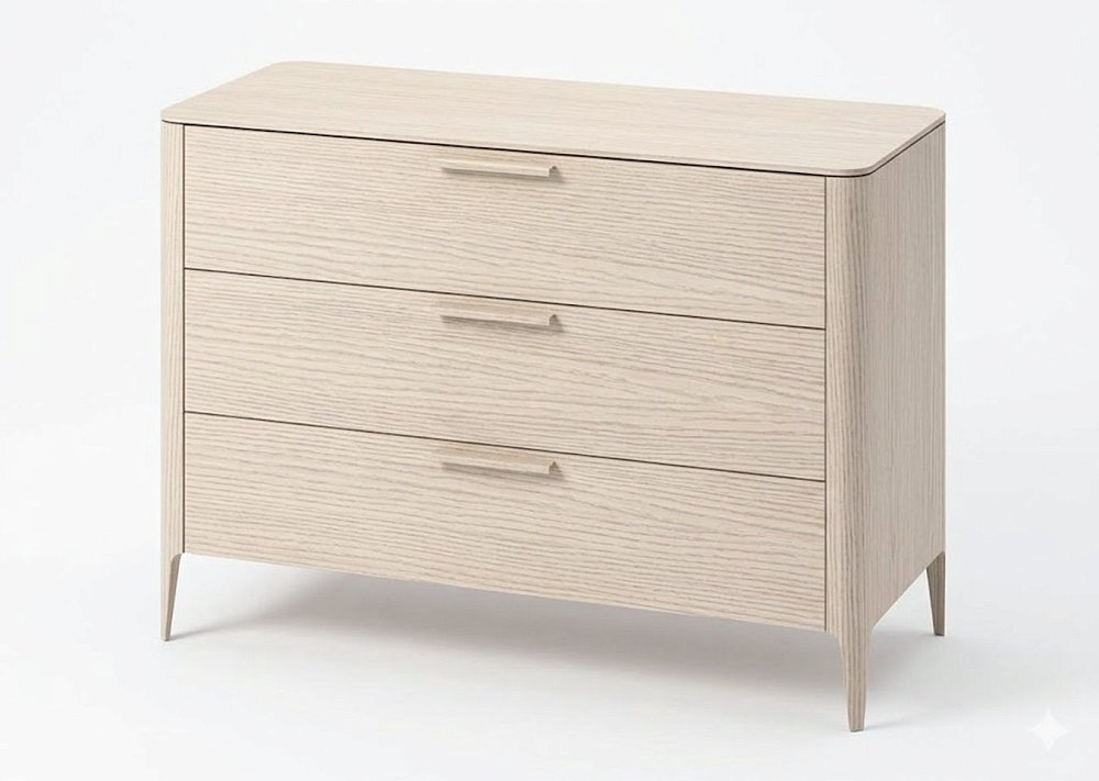 Комод Type oak 3 ящика ширина 120 см (беленый дуб)