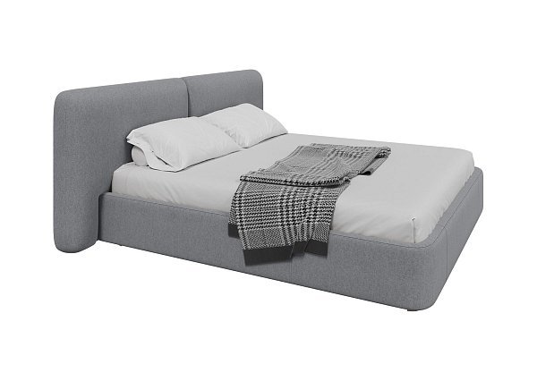 Кровать двуспальная Hub Soft 180 см (светло-серый, твид)