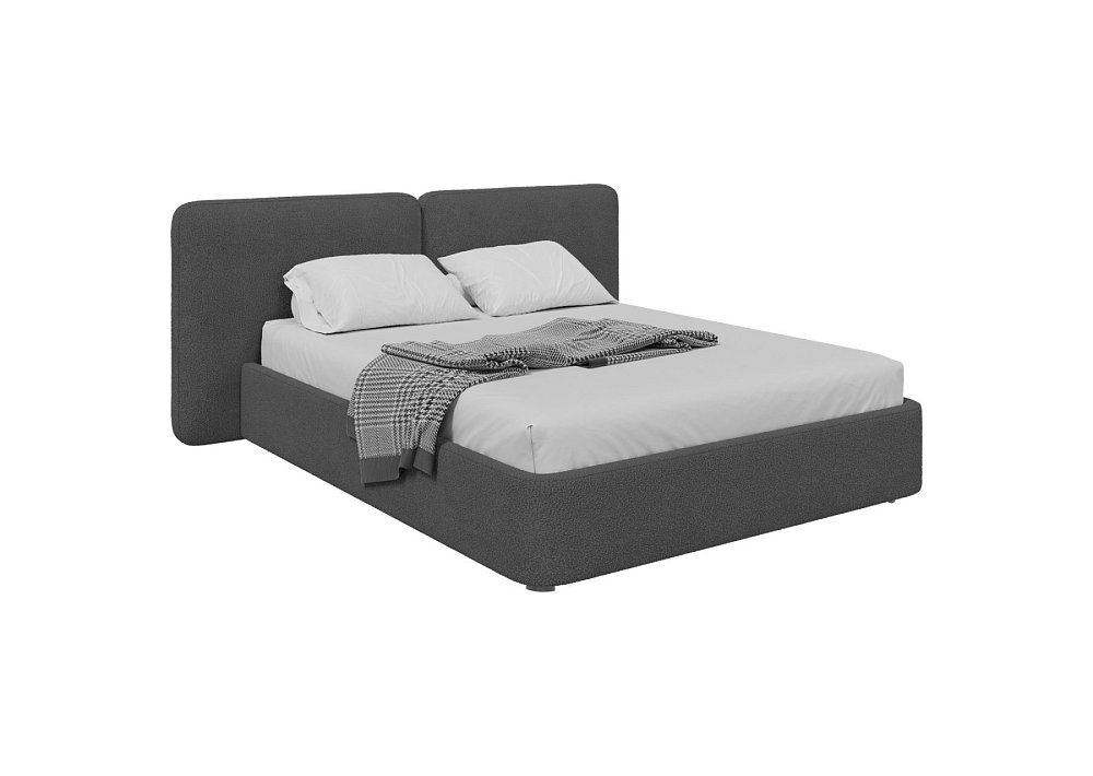Кровать двуспальная Hub Soft 160 см (серый, букле)