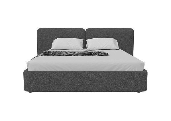 Кровать двуспальная Hub Soft 180 см (серый, букле)