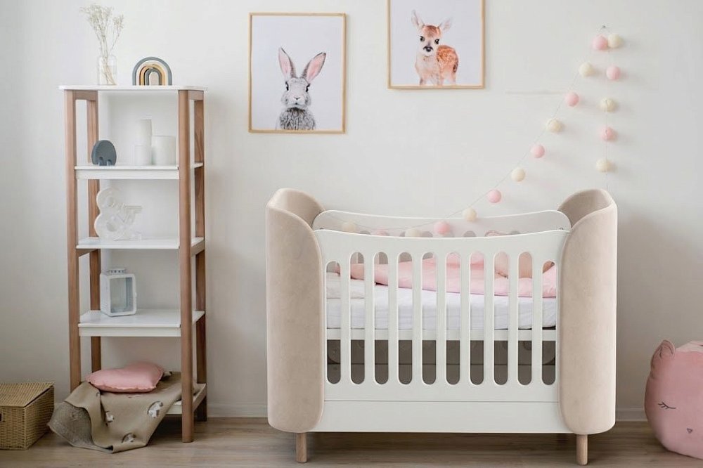 Кроватка KIDI Soft mini cпальное место 60*120 см (бежевый)