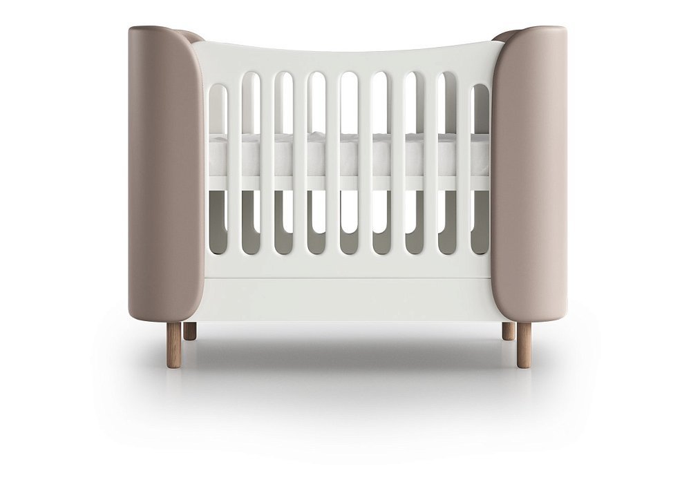 Кроватка KIDI Soft mini cпальное место 60*120 см (бежевый, экокожа)