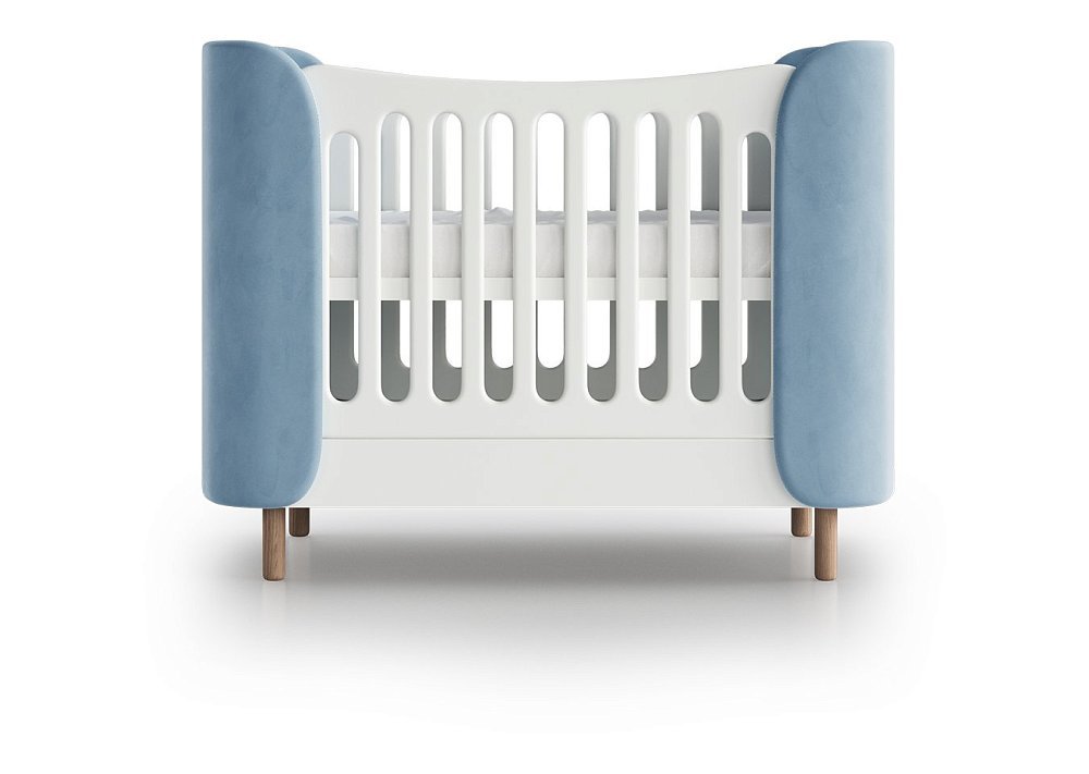 Кроватка KIDI Soft mini cпальное место 60*120 см (голубой)