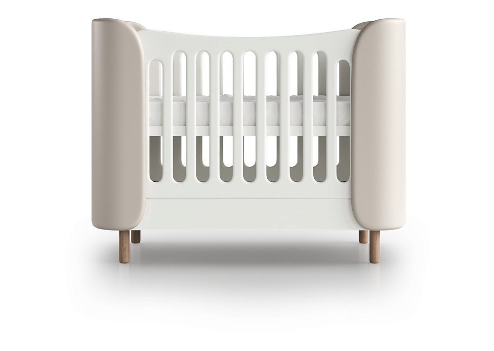 Кроватка KIDI Soft mini cпальное место 60*120 см (молочный, экокожа)