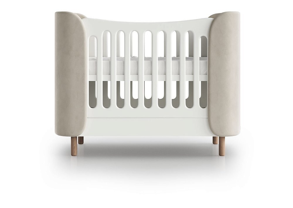 Кроватка KIDI Soft mini cпальное место 60*120 см антивандальная ткань (молочный)