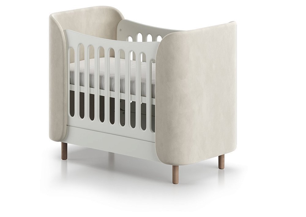 Кроватка KIDI Soft mini cпальное место 60*120 см антивандальная ткань (молочный)