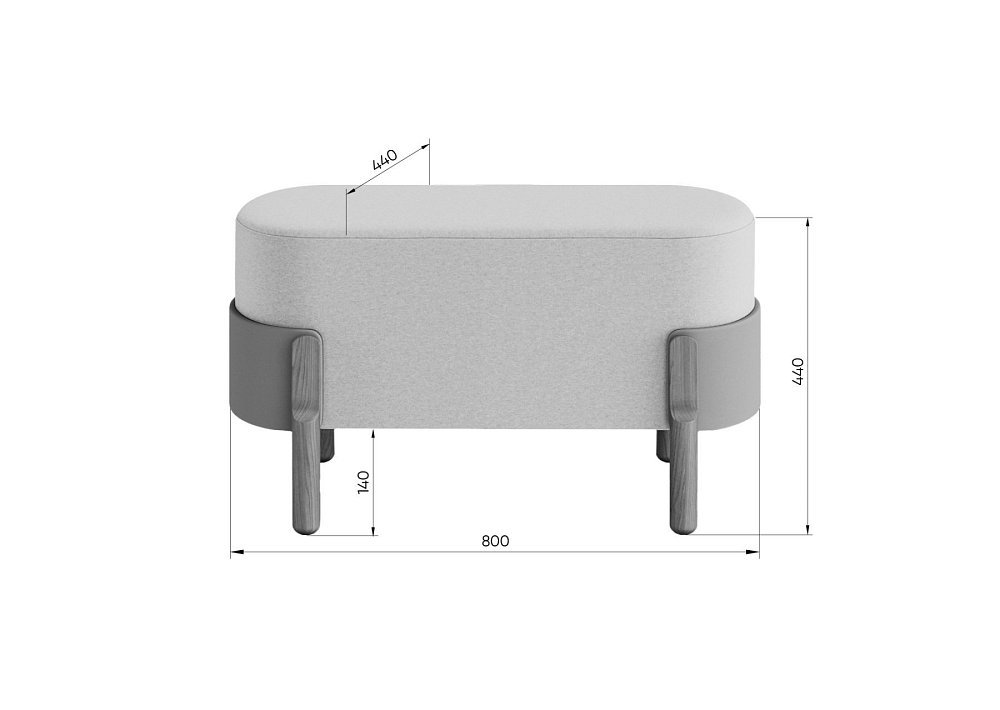 Банкетка Basic 80 см (розовый Ангора, терракотовый Нео, дуб)