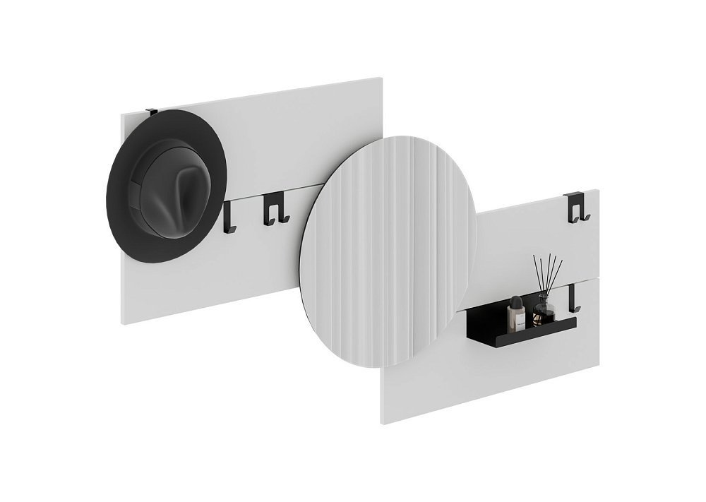 Вешалка Stripe M горизонтальная с зеркалом D 60 см (белый)