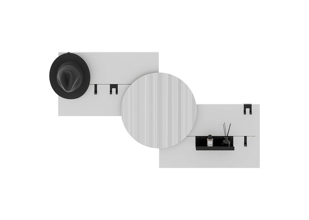 Вешалка Stripe M горизонтальная с зеркалом D 60 см (белый)