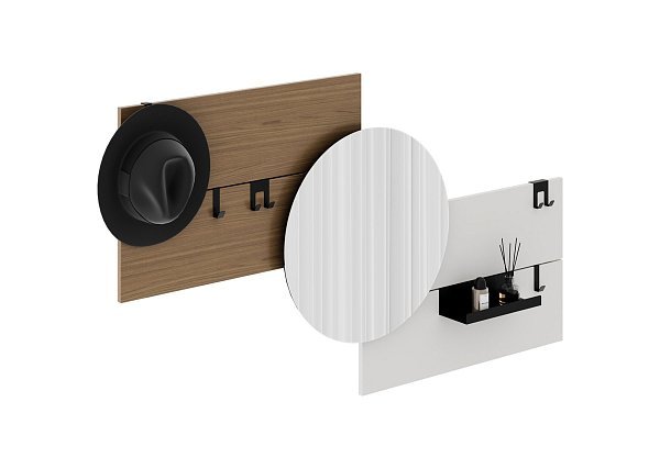 Вешалка Stripe M горизонтальная с зеркалом D 60 см (натуральный дуб, дымка)