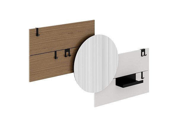 Вешалка Stripe M горизонтальная с зеркалом D 60 см (натуральный дуб, дымка)