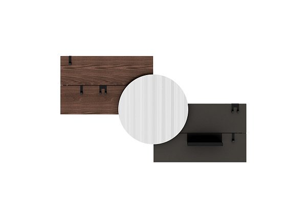 Вешалка Stripe M горизонтальная с зеркалом D 60 см (орех, черный)