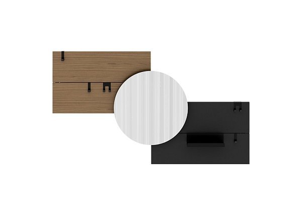 Вешалка Stripe M горизонтальная с зеркалом D 60 см (натуральный дуб, черный)