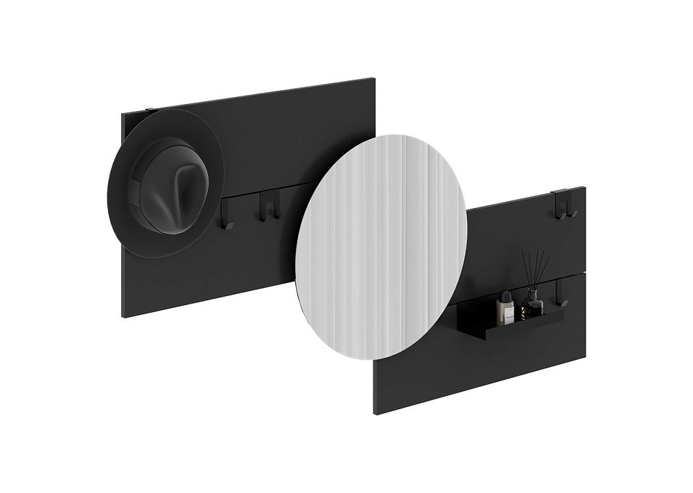 Вешалка Stripe M горизонтальная с зеркалом D 60 см (черный)