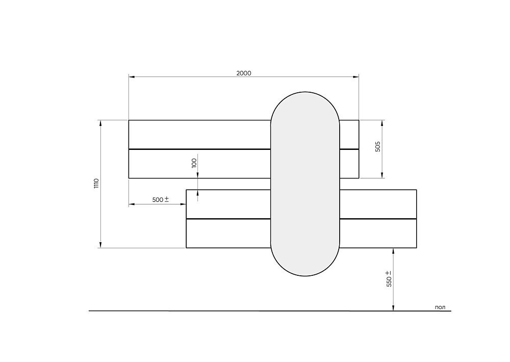 Вешалка Stripe L горизонтальная с зеркалом 60*160 см (светло-серый)