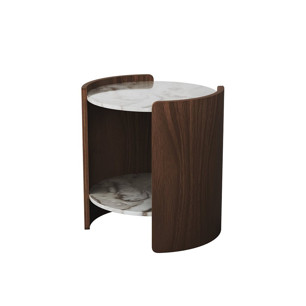 Столик Lagom Stone D 43 см высота 45 см (камень OV2, орех)