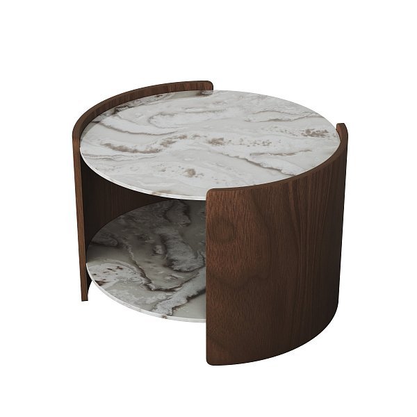 Столик Lagom Stone D 65 см высота 45 см (камень OV2, орех)