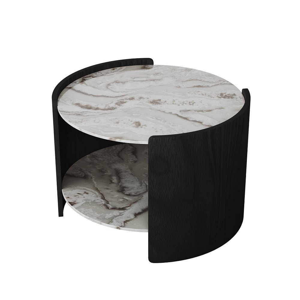 Столик Lagom Stone D 65 см высота 45 см (камень OV2, черный)