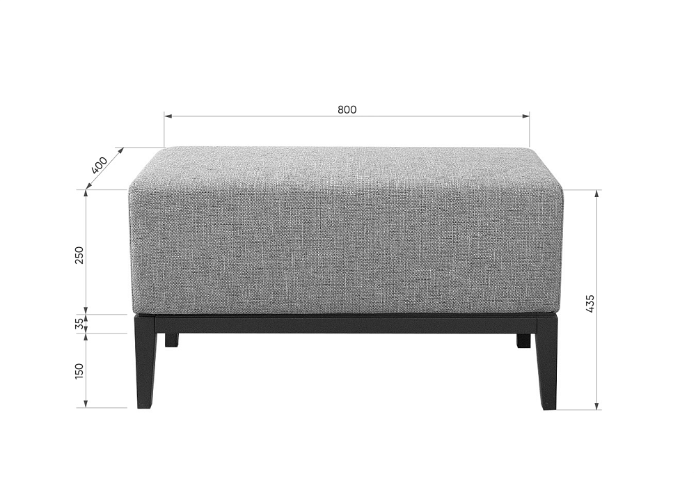 Банкетка Fjord 80 см (серый рогожка, бук)
