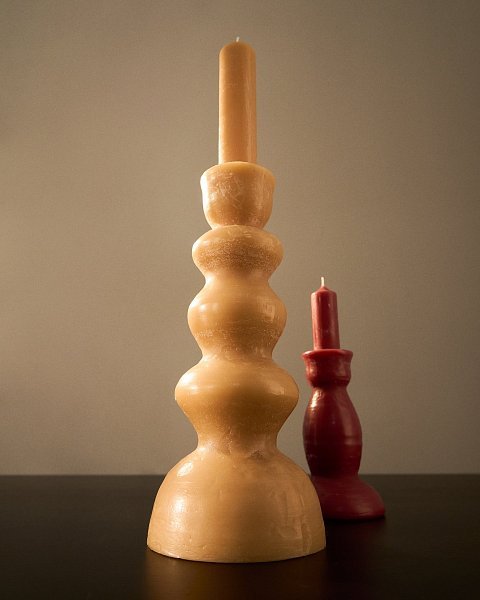 Бежевая свеча Ferel 45 см