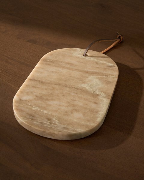 Сервировочная доска Nolvet из мрамора бежевого цвета, 23 x 15 см