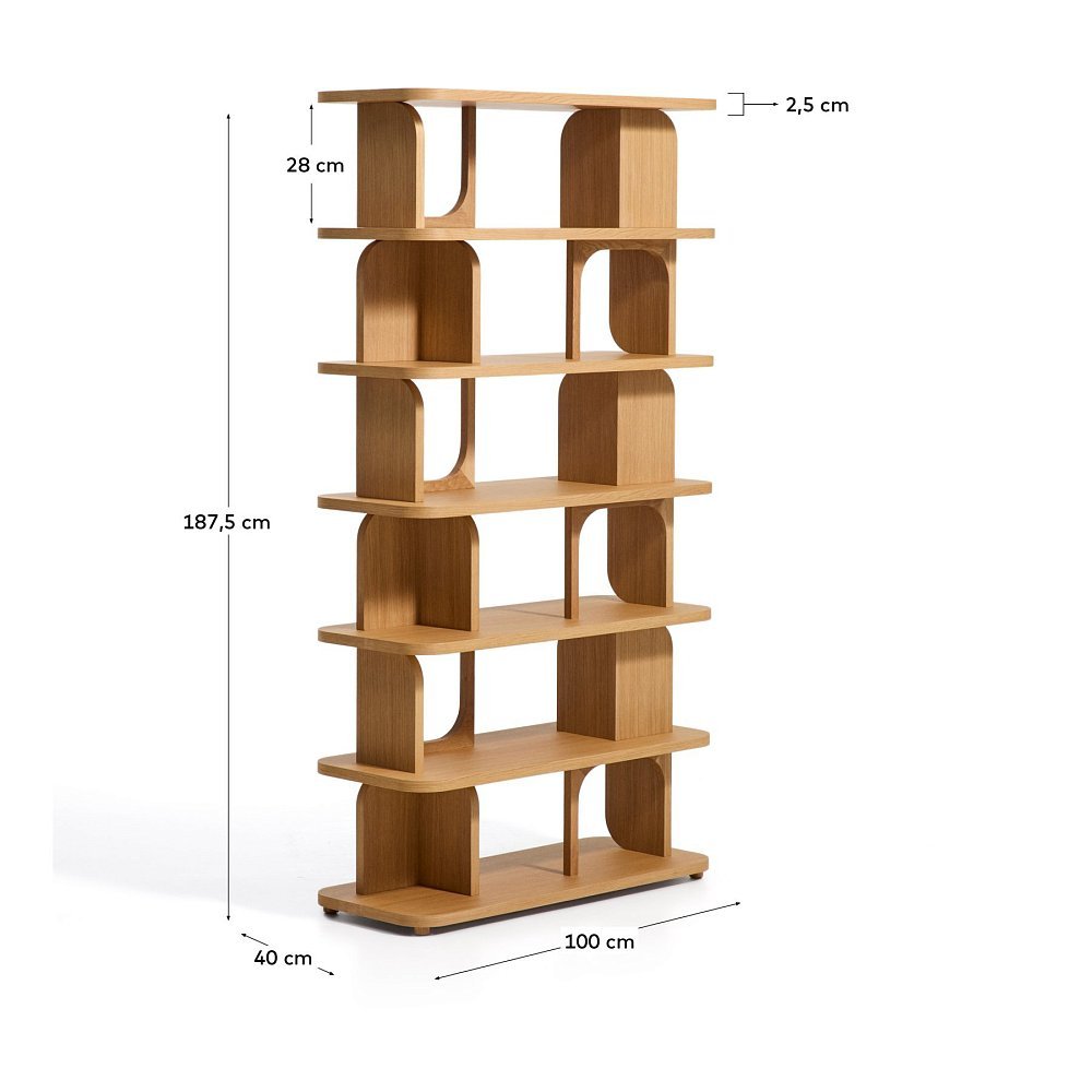 Стеллаж Aduma из дубового шпона натурального цвета,100 x 187 см