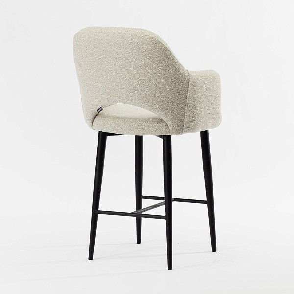 Стул Мартин барный бежевая ткань букле ножки черные