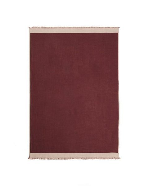 Двусторонний шерстяной плед Orlet бордового и бежевого цвета, 130 x 170 см
