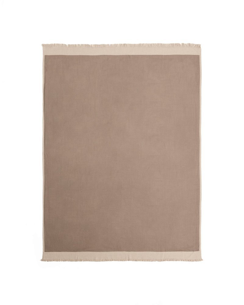 Двусторонний шерстяной плед Orlet серого и бежевого цвета, 130 x 170 см