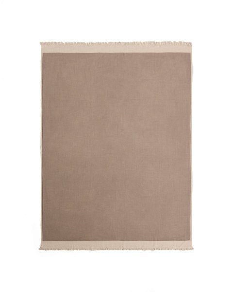 Двусторонний шерстяной плед Orlet серого и бежевого цвета, 130 x 170 см