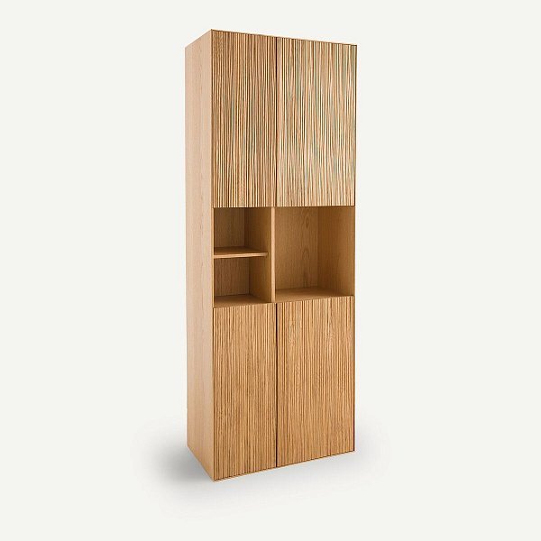 Шкаф книжный с четырьмя дверцами из дуба Mikube единый размер каштановый