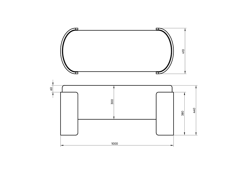 Банкетка Lagom 100 см (серый рогожка, орех)