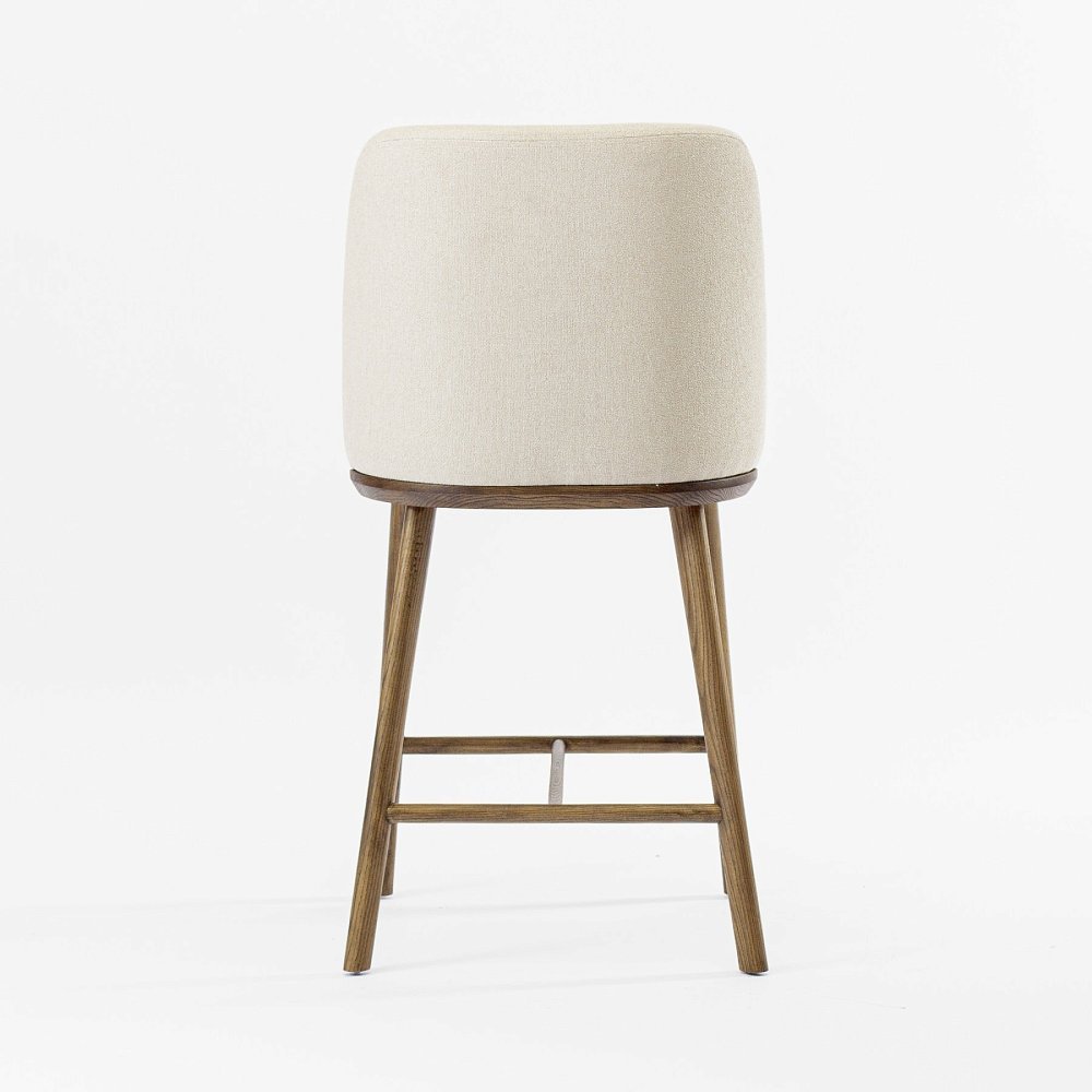 Стул Трентино полубарный без подлокотников без выреза светло-бежевая ткань ясень тон терра (лак/матовый)