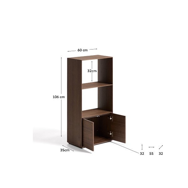 Стеллаж Visala с 1 открытой полкой из шпона ореха, 60 x 106 см