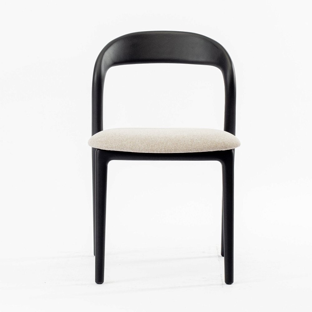 Стул Лугано без подлокотников бежевая ткань береза тон черный матовый (эмаль)