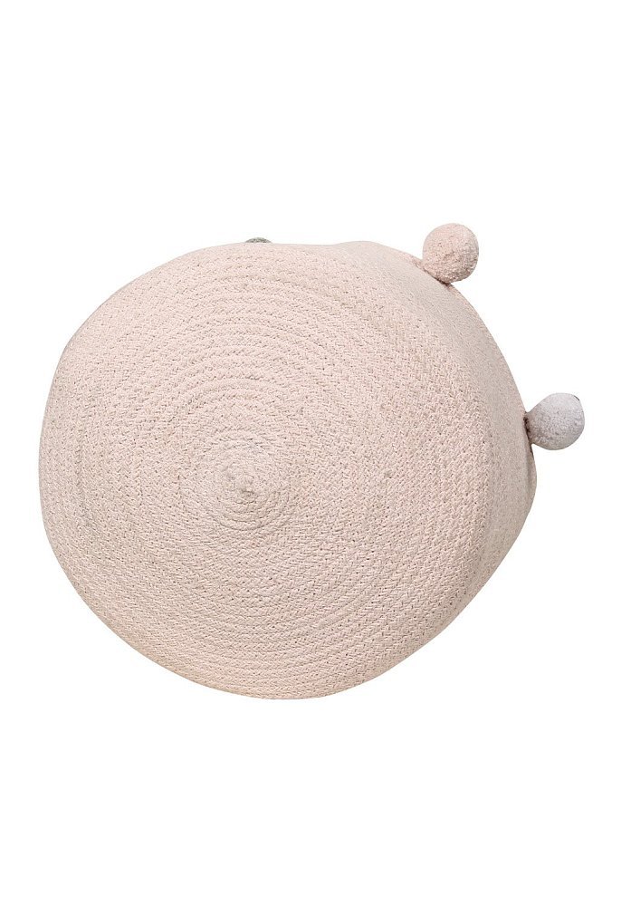 Корзина с помпонами розовая 30*30*30