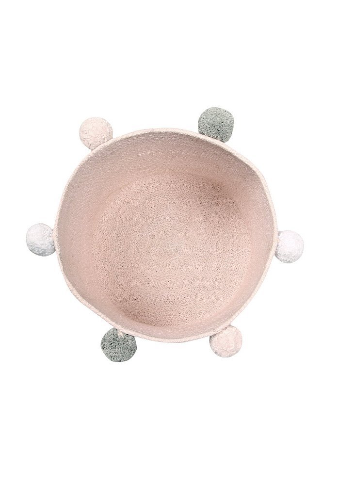Корзина с помпонами розовая 30*30*30