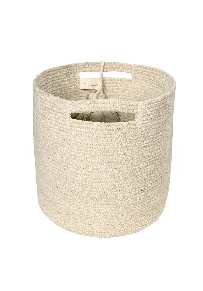 Корзина с листом бежевая 30*30*30